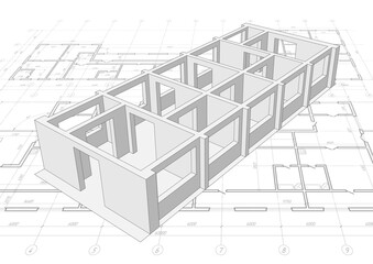 House construction .Engineering design .Architectural plan,technical project .Vector , illustration.