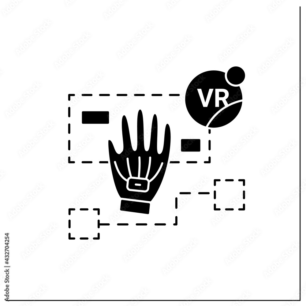 Aufkleber simulation based learning glyph icon. virtual reality learning process. practising into 3d world to 