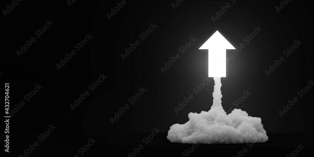 Poster arrow symbol explosion, original 3d rendering