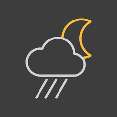 Raincloud with moon vector icon on dark background