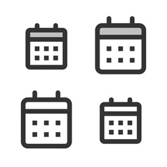 Pixel-perfect linear icon of calendar or schedule  built on two base grids of 32x32 and 24x24 pixels. The initial base line weight is 2 pixels. In two-color and one-color versions. Editable strokes