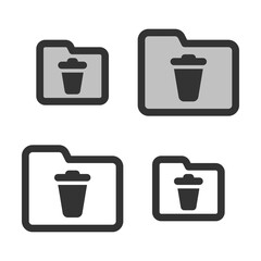 Pixel-perfect linear icon of a folder for unneeded files built on two base grids of 32x32 and 24x24 pixels. The initial line weight is 2 pixels. In two-color and one-color versions. Editable strokes