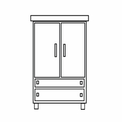 Wardrobe, dressing room, chest of drawers, console, shelving, loft, minimalism, mirror, furniture in the hallway, living room, tv, interior. Part of a set of furniture and interior accessories. 