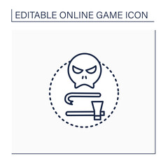 Survival horror games line icon. Hostile, open-world environments. Minimal equipment. Run away from monsters. Online game concept. Isolated vector illustration.Editable stroke