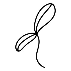 Doodle contour asian food microgreens on white background. Line digital art. Print for menu, restaurant, sticker, postcard, textiles, tattoo, stationery, packaging brand