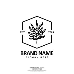 Minimal leaves logo design template on white background