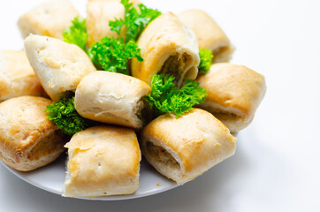 Cocktails sausage rolls, seasoned pork sausage meat wrapped in puff pastry