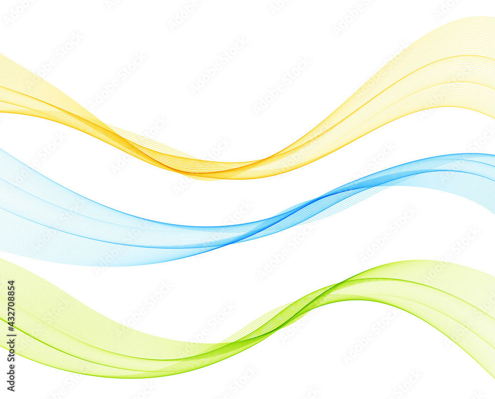 Aufkleber Vector abstract colorful flowing wave lines isolated on white background. Design element for technology, science, modern concept.