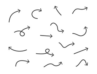 Arrow, doodle, drawing, sketch icon set. Vector illustration.