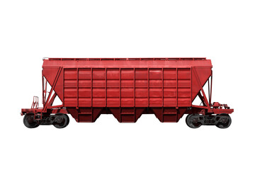 red freight car insulated on a white background