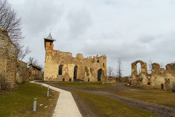 Fototapeta na wymiar Restored castle ruins