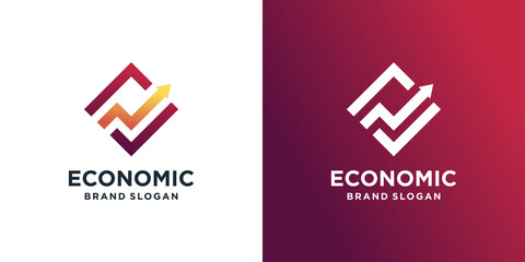 Economic logo template with modern abstract concept style Premium Vector