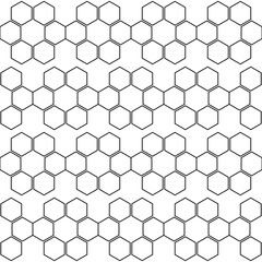 Six same hexagons make pattern. Vector and monochrome seamless ornament.