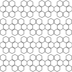 Six same hexagons make pattern. Vector and monochrome seamless ornament.
