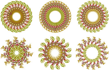 Frames in golden and dark red tones with floral motifs on white. Flowers or frames in vintage style for holidays and events, certificates, textiles, prints, wallpaper, etc. Autumn theme