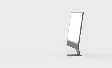 Computer display mock up with blank white screen. Stylish desktop computer mockup. new in 3d