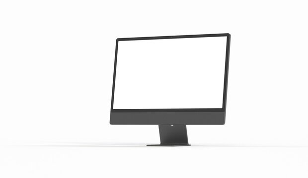 Computer display with blank white screen 3d