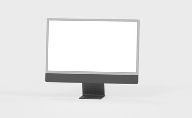 Realistic 3D new display imac Computer, with a white screen, isolated on a background