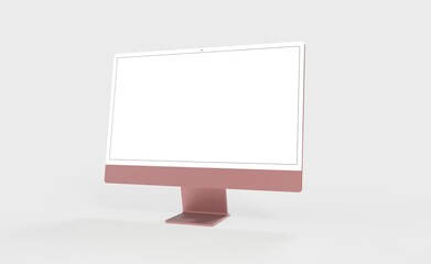 Realistic 3D new display imac Computer, with a white screen, isolated on a background - obrazy, fototapety, plakaty