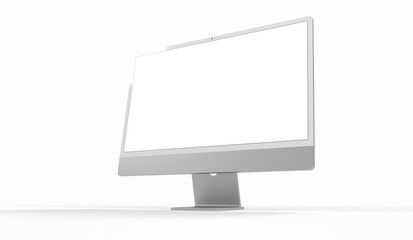 Computer display with blank white screen 3d
