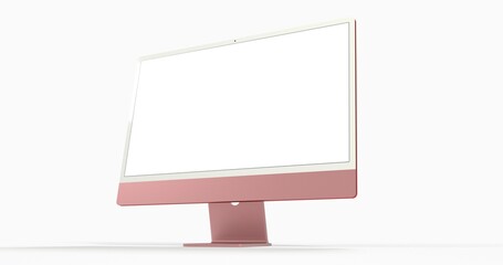 Computer display with blank white screen 3d