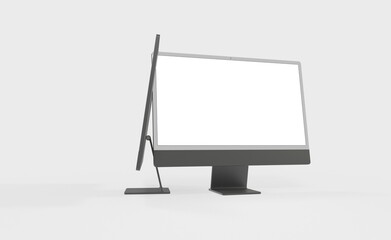 Realistic new flat screen computer monitor 3d style mockup with blank screen isolated 3d