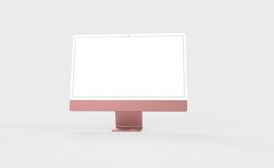 Realistic new flat screen computer monitor 3d style mockup with blank screen isolated 3d