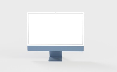 Realistic new flat screen computer monitor 3d style mockup with blank screen isolated 3d