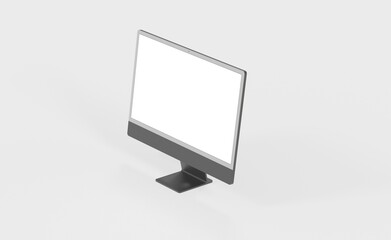 Realistic new flat screen computer monitor 3d style mockup with blank screen isolated 3d