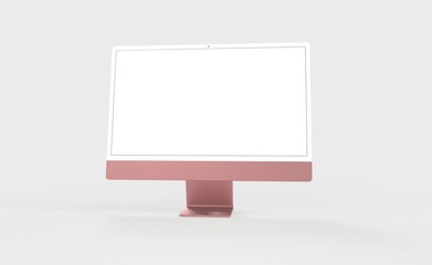 Realistic new flat screen computer monitor 3d style mockup with blank screen isolated 3d