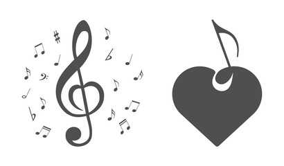music notes with heart