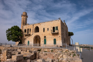 The Tomb of prophet Samuel. Traditional burial site of the biblical Hebrew and Islamic prophet Samuel, situated in the Palestinian village of Nabi Samwil in the West Bank.