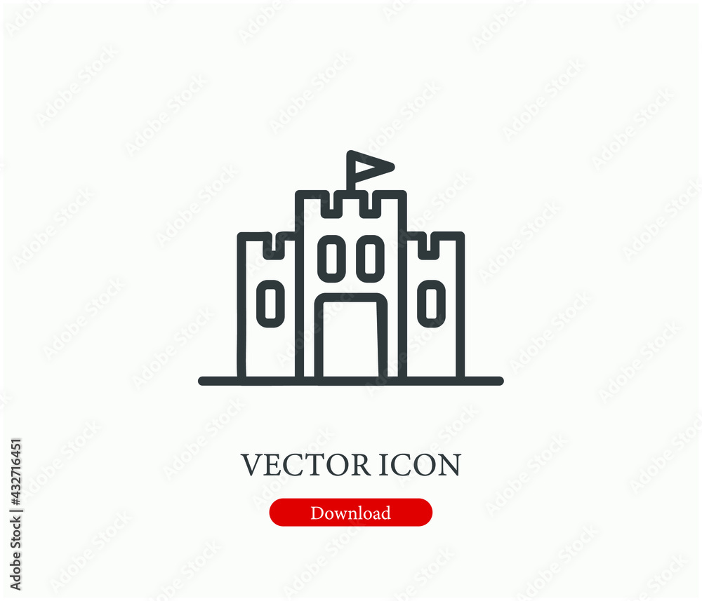 Poster sand castle vector icon. editable stroke. linear style sign for use on web design and mobile apps, l