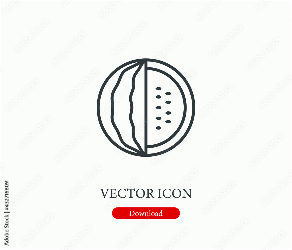 Poster watermelon vector icon. editable stroke. symbol in line art style for design, presentation, website 