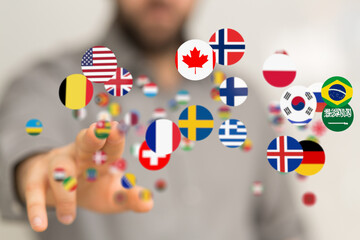 Global communication, international messaging and translation concept
