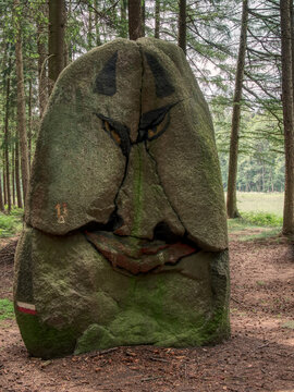 Suentelstein/Süntelstein, a menhir in the forest near Vehrte, Belm, Osnabrueck Land, Lower Saxony, Germany