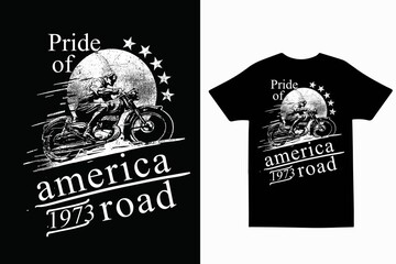 pride of america 1973 road t shirt design vector
