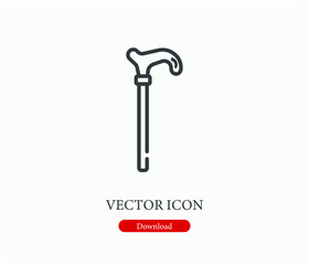 Walking stick  vector icon.  Editable stroke. Linear style sign for use on web design and mobile apps, logo. Symbol illustration. Pixel vector graphics - Vector