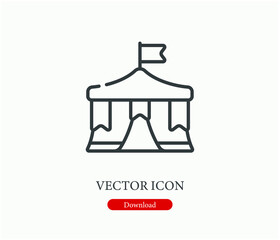 Camp  vector icon.  Editable stroke. Linear style sign for use on web design and mobile apps, logo. Symbol illustration. Pixel vector graphics - Vector