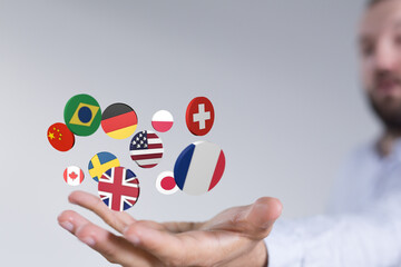 Global communication, international messaging and translation concept