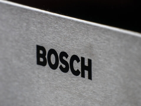 Osnabrueck, Germany - December 2, 2019: Close-up of a logo of the brand Bosch (BSH Group) on an oven