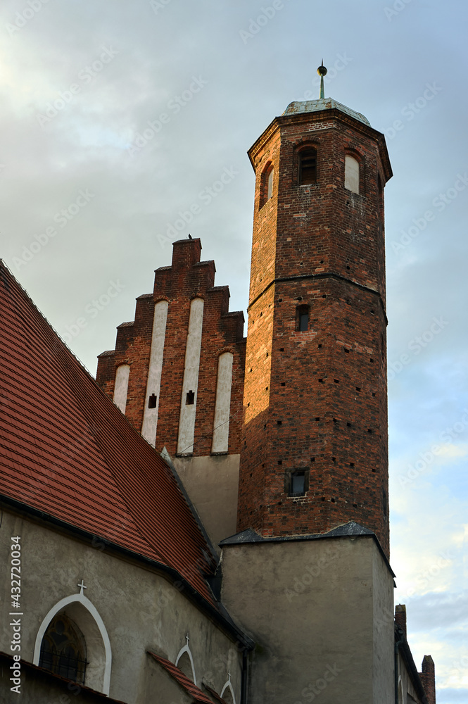 Wall mural historic, medieval church with a bell tower in the city of Jawor