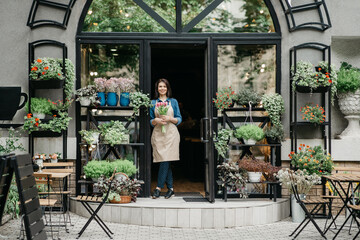 Rustic flower shop, eco cafe and business outdoor