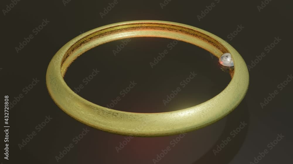 Aufkleber a silver sphere revolves inside a gold ring. loop abstract animated background. 3d render