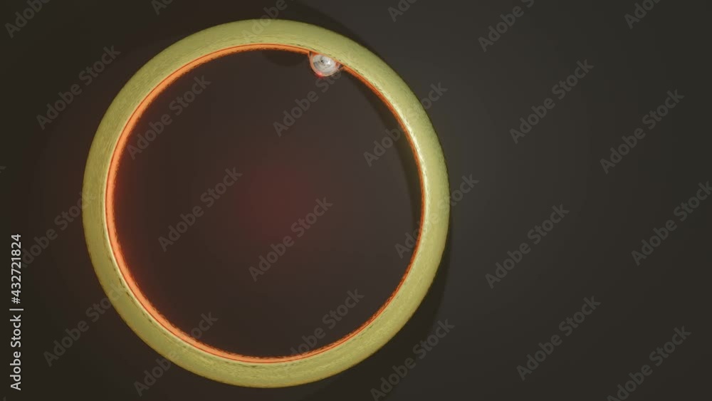 Aufkleber a silver sphere revolves inside a gold ring. loop abstract animated background. 3d render