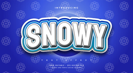 Editable text effect in white and blue with cartoon style