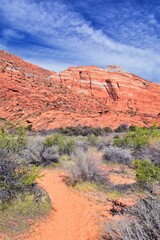 Saddleback Tuacahn desert hiking trail views, Padre Canyon,  Cliffs National Conservation Area Wilderness, Snow Canyon State Park St George, Utah, United States. USA.
