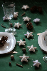 christmas table setting with stars hollidays decoration
