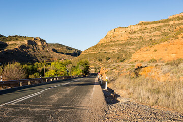 N-II paved road next to Somaen (municipality of Arcos de Jalon), province of Soria, Castile and Leon, Spain