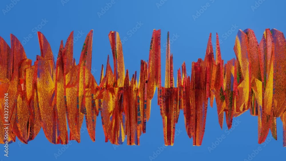 Poster red three-dimensional ribbon is deformed against a blue background. looped animated background. abst